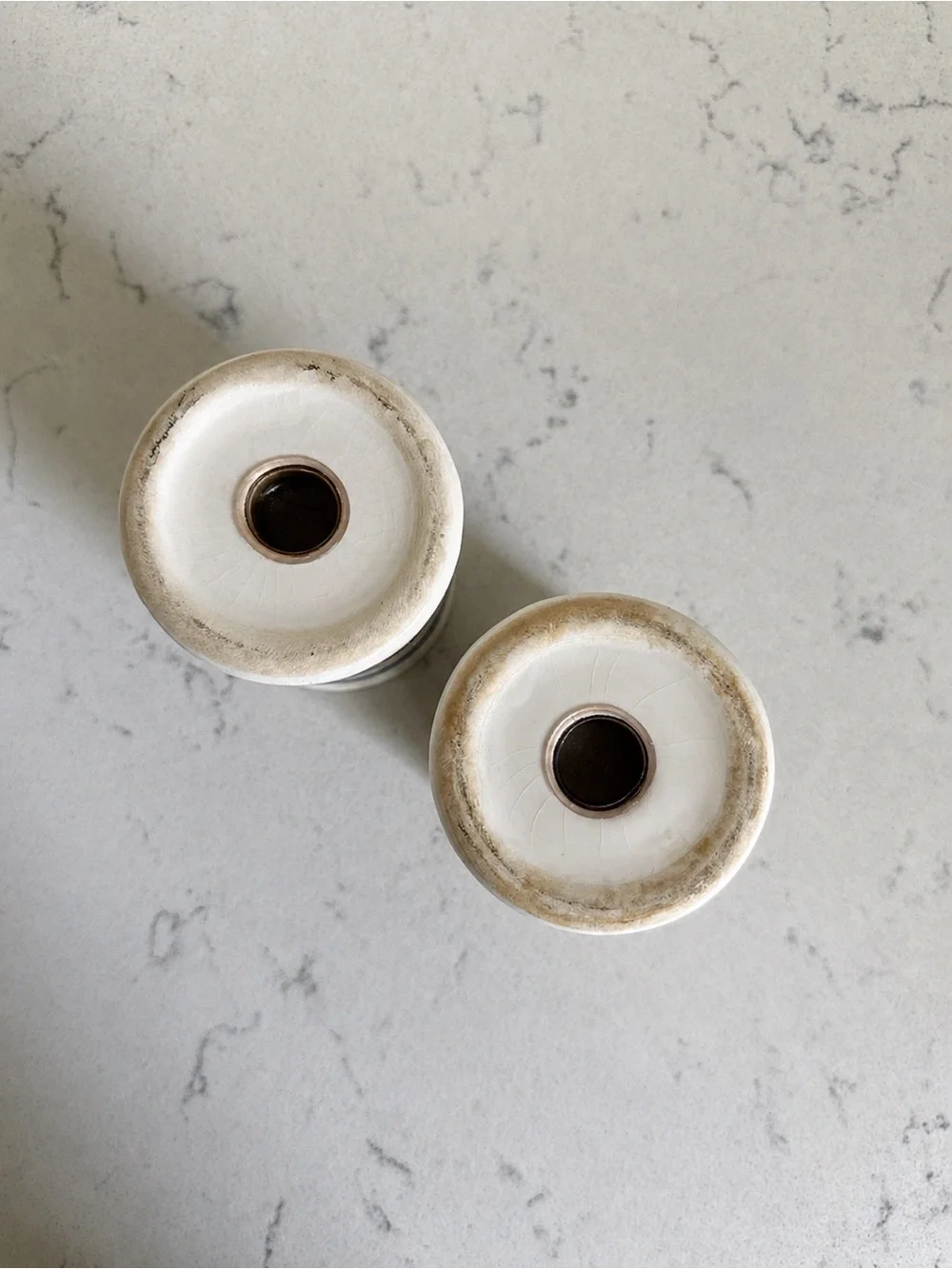 Vintage 1990s Hand-Painted Ceramic Salt and Pepper Shakers - Blue and Yellow